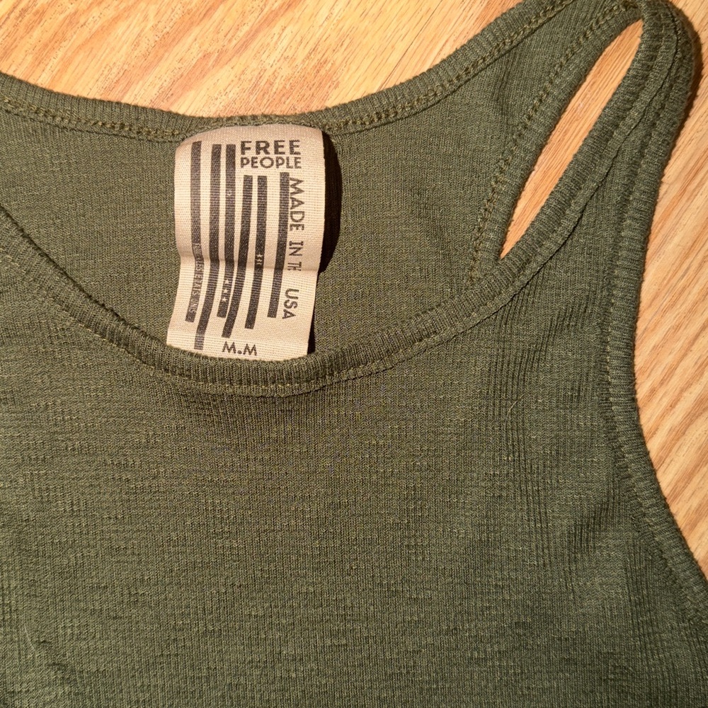 Free People Women's Olive Green Tank Top - Picture 2 of 2